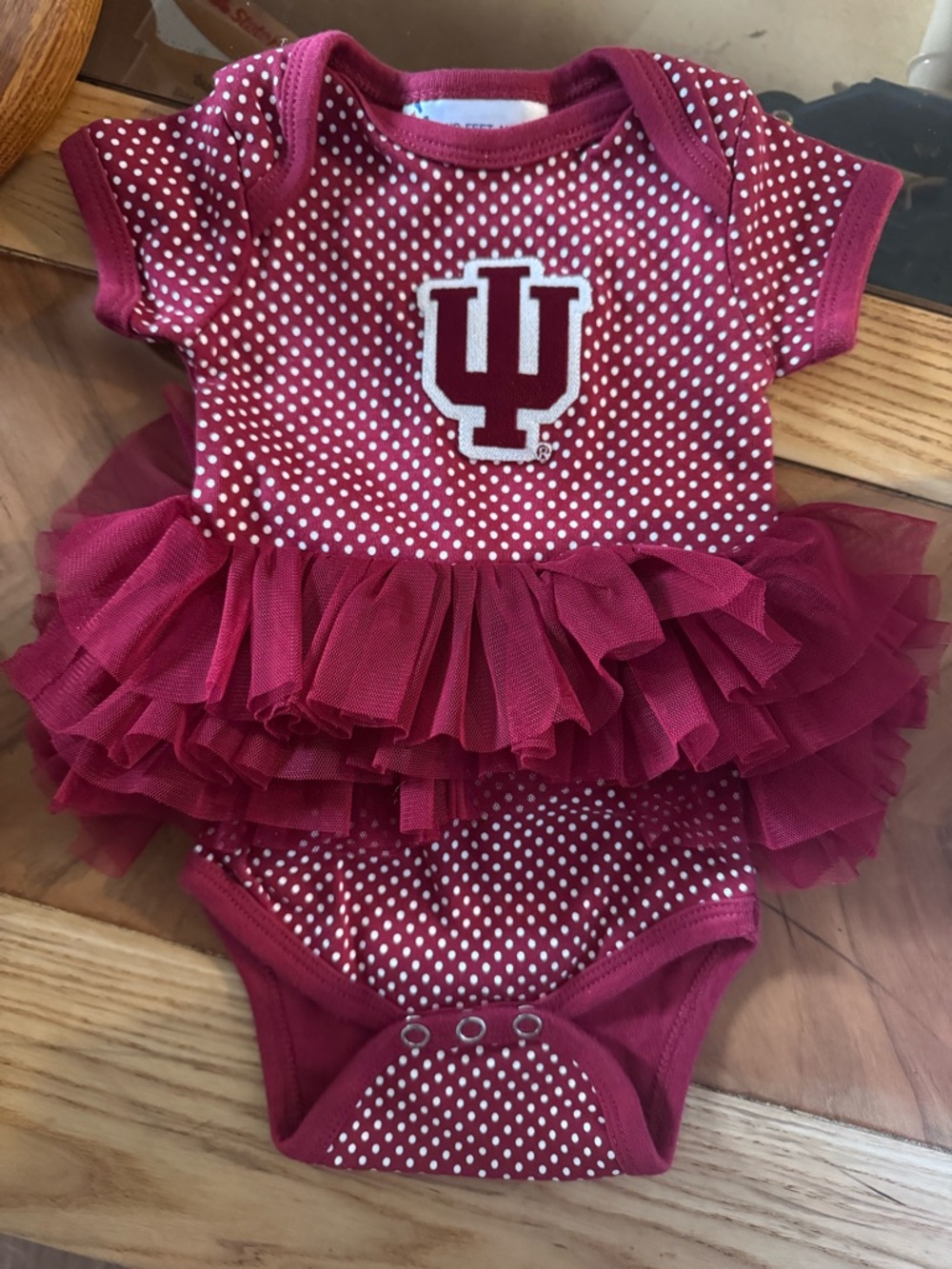 Indiana University Infant Polka Dot Tutu Bodysuit - Crimson & White